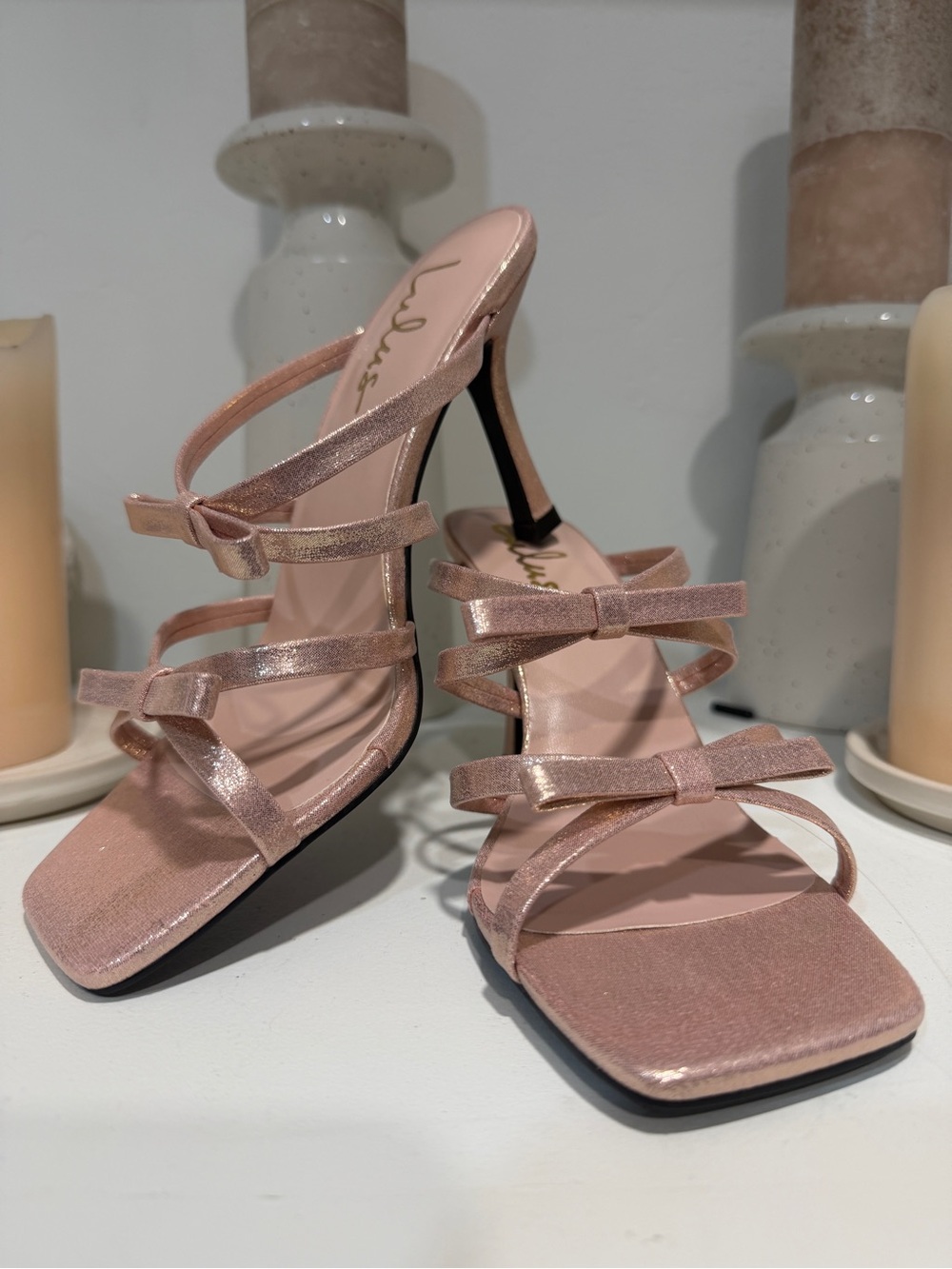 Elegant Bow Strap Heels in Blush Pink